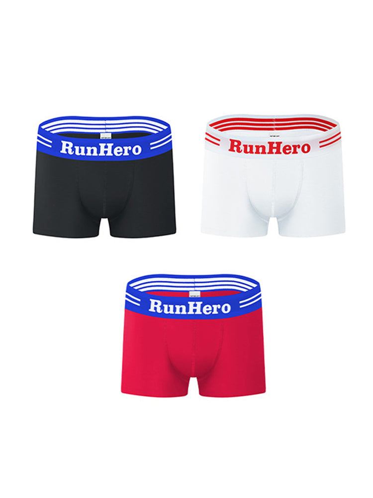3 Pack Men's Solid Color Sports Breathable Cotton Large Pouch Boxer Briefs