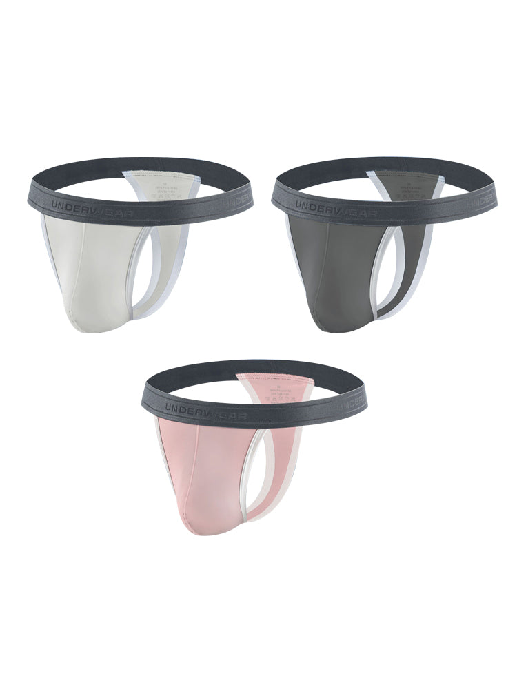 3 Pack Men's Contoured Pouch Ice Silk Thong