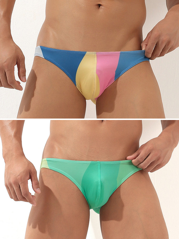 2 Pack Men's Low-Rise Color-Blocking Briefs