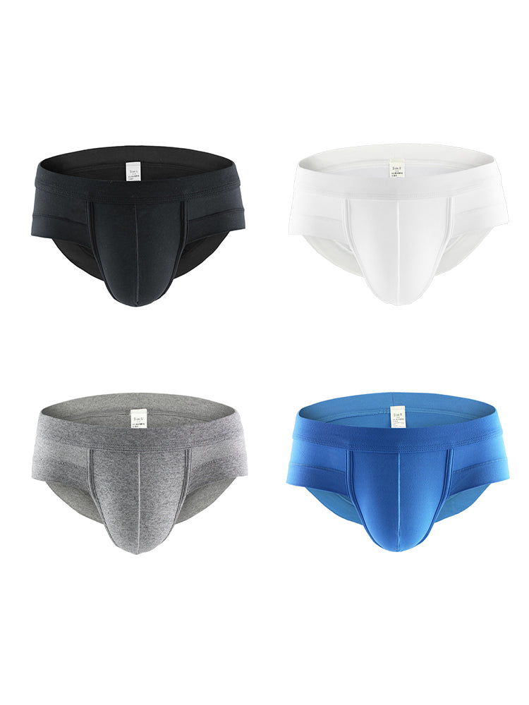 4 Pack Men's Solid Breathable Anti-Pinch Briefs