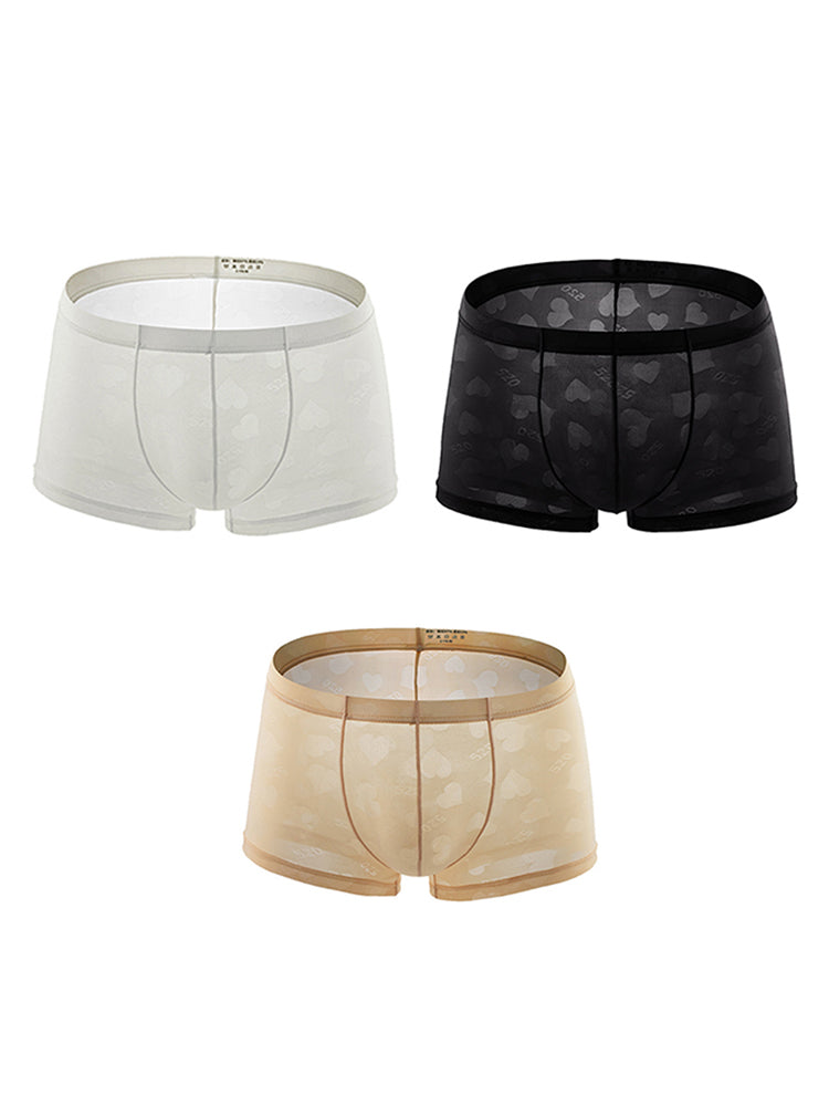 3- Pack Men's Sexy Heart Mesh Trunks
