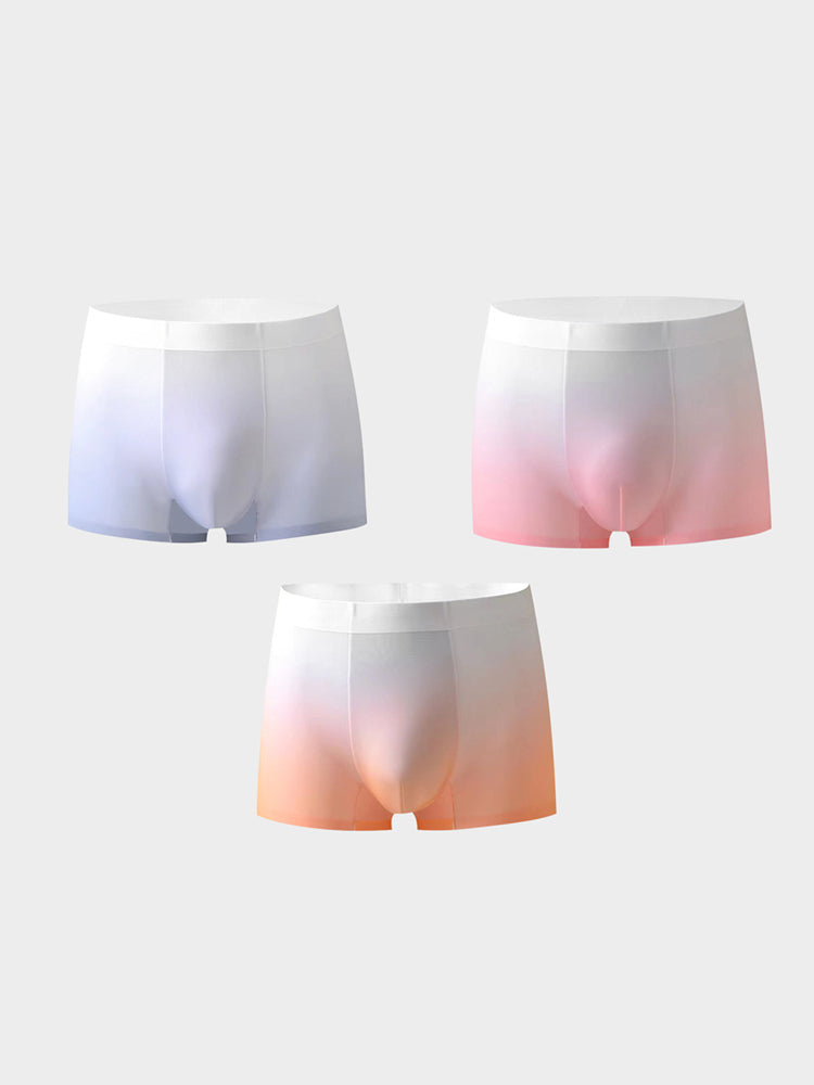 3 Pack Men's Ice Silk Gradient Quick-Dry Ultra-Thin Breathable Antibacterial Trunks
