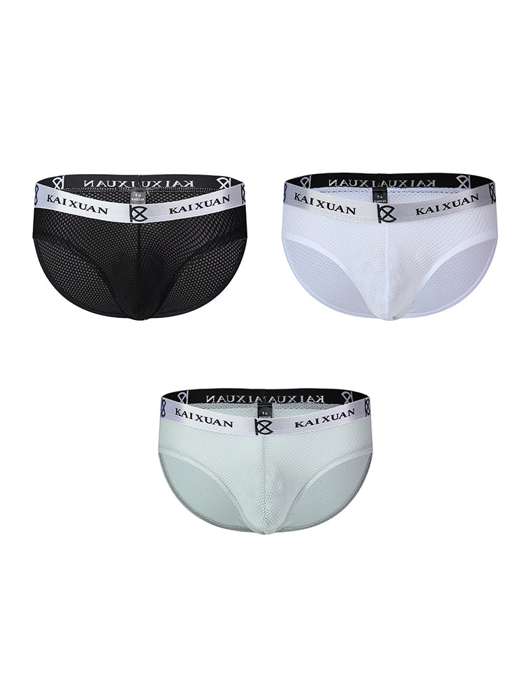 3 Pack Men's Soft Skin-Friendly Ice Silk Thin Low-Rise Briefs