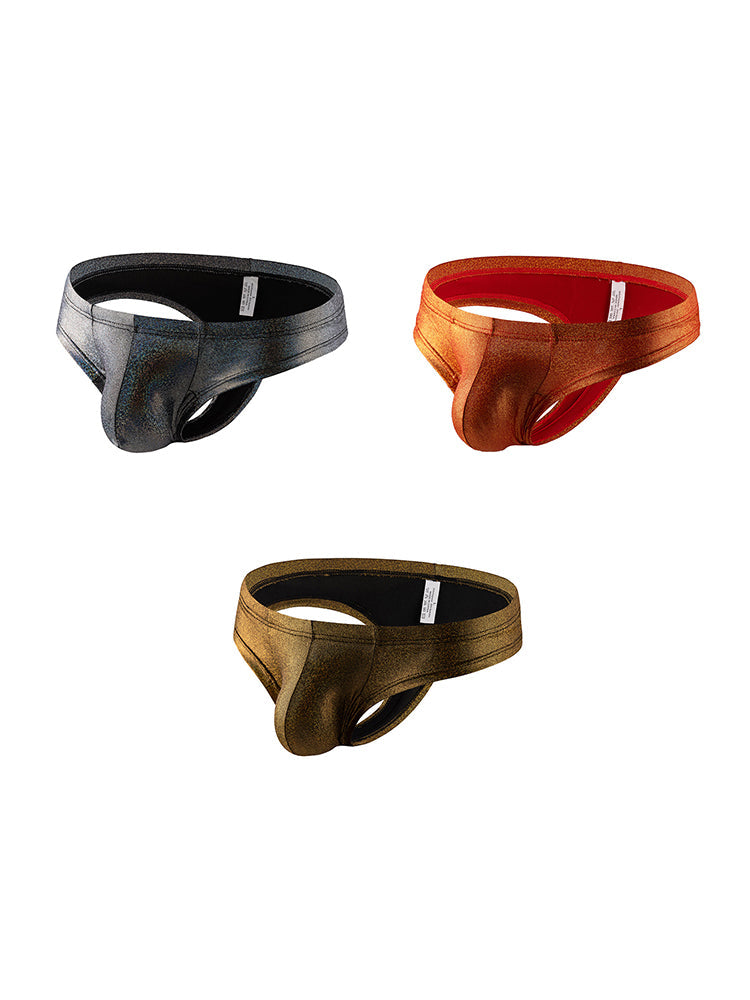 3 Pack Men's Solid Color Sparkle Briefs