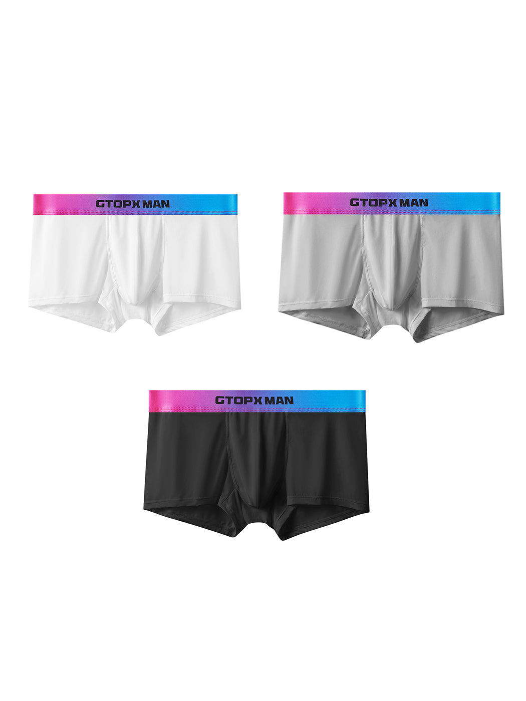 3 Pack Men's U Pouch Trunks with Ombre Belt