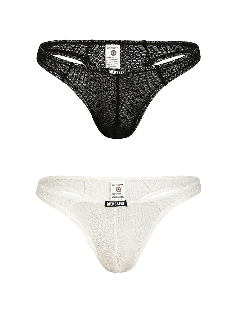 2 Pack Men's Low-Rise Lace High Elasticity Bikinis