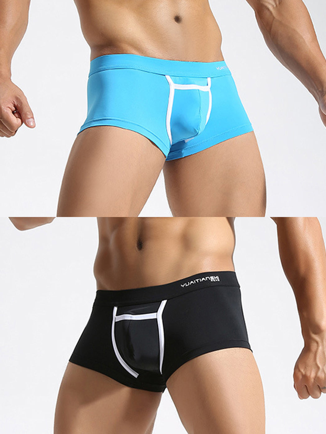 2 Pack Men's Breathable Trunks with Open Fly