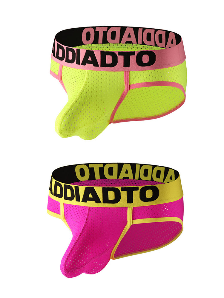 2 Pack Men's U-Pouch Mesh Low-Rise Briefs