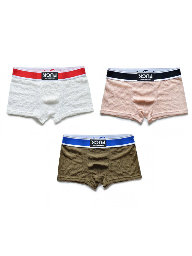 3 Pack Men's Lace Mesh Quick-Drying Breathable Solid Color Trunks