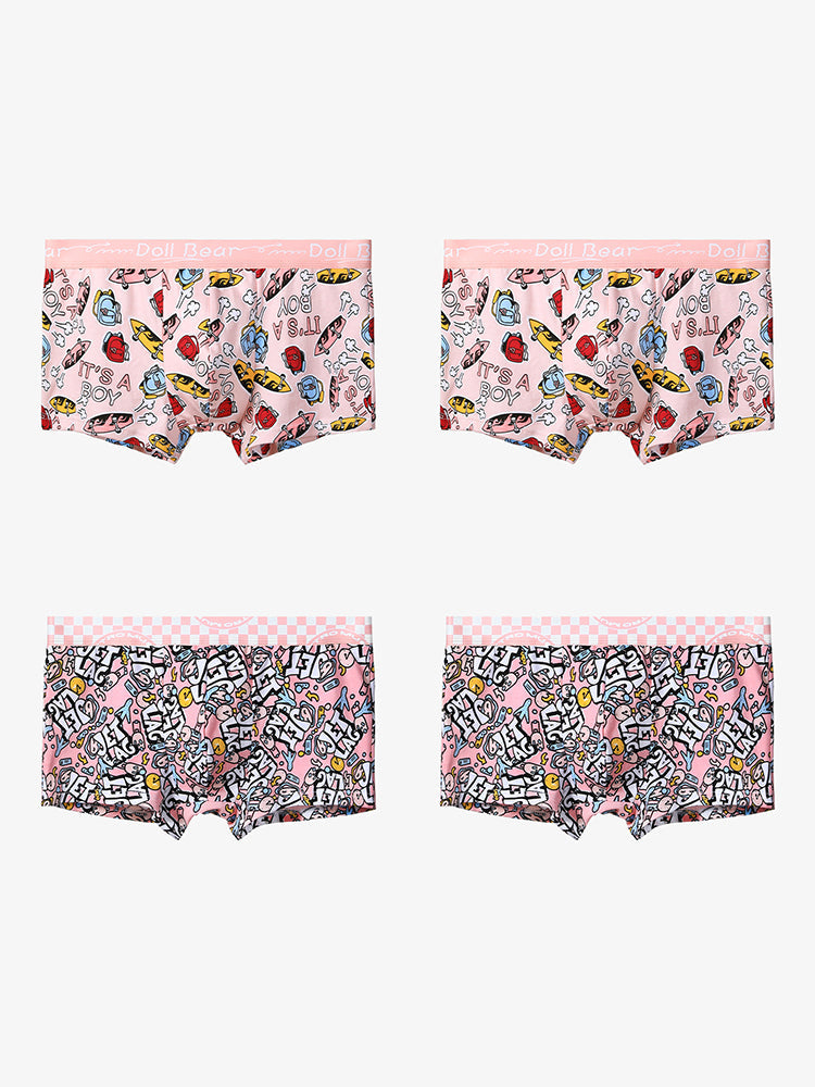 4 Pack Men's Cartoon Cotton Anti-Bacterial Boxer Briefs