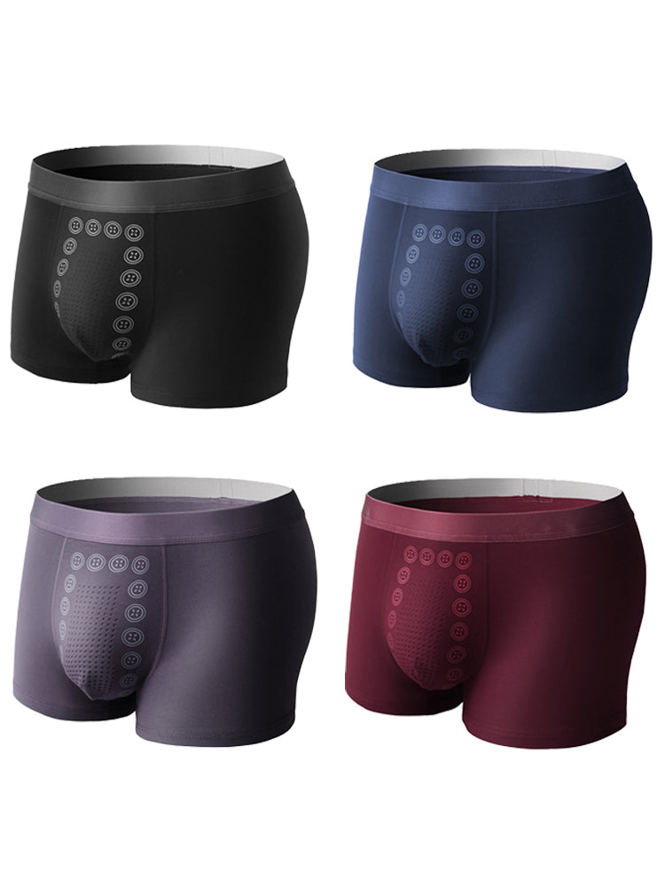 4 Pack Men's Mid-Rise Cotton Antibacterial Breathable Trunks