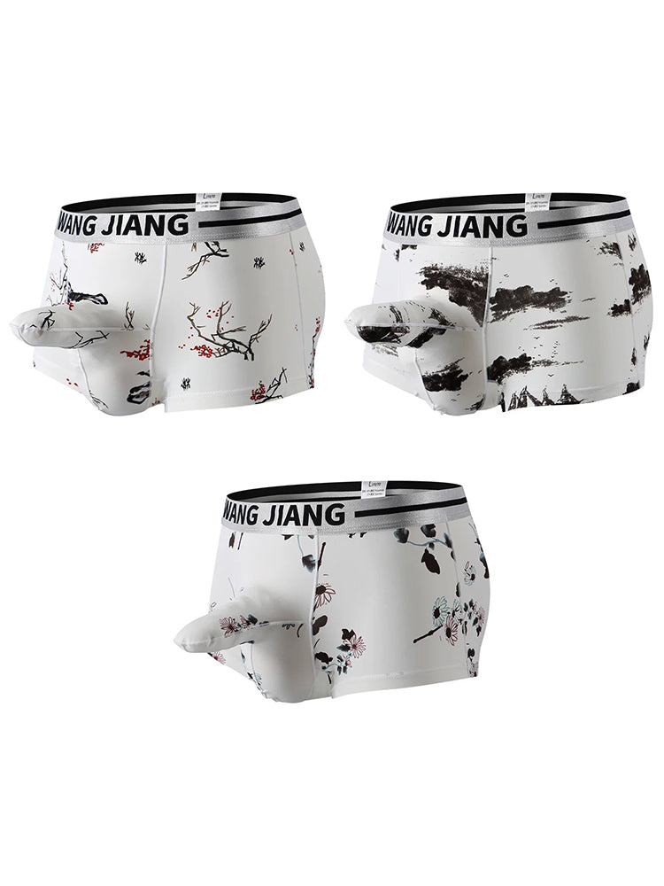 3 Pack Men's Ice Silk Dual Pouch Trunks