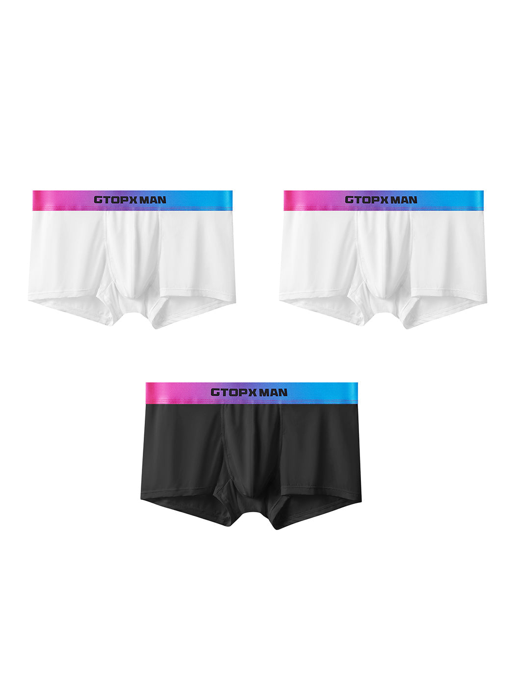 3 Pack Men's U Pouch Trunks with Ombre Belt