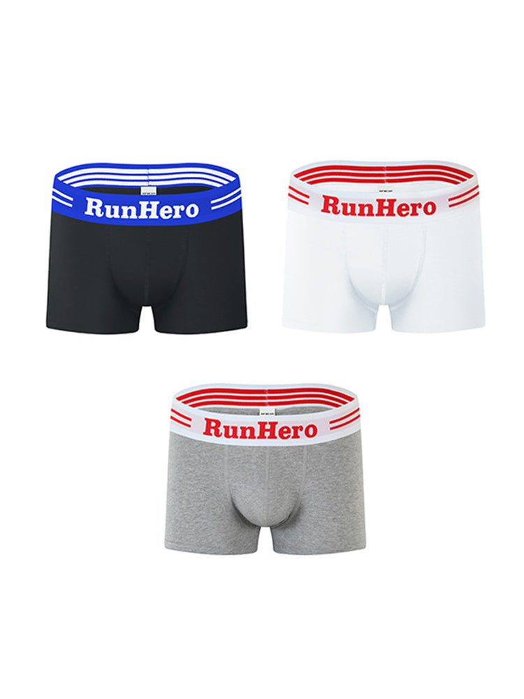 3 Pack Men's Solid Color Sports Breathable Cotton Large Pouch Boxer Briefs
