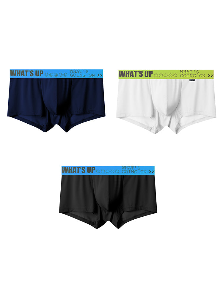 3-pack Men's Ice Silk Solid Color Breathable Briefs