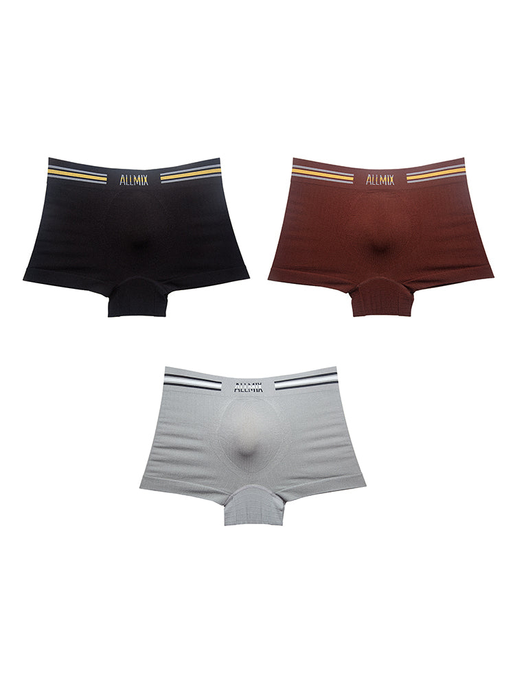 3 Pack ALLMIX Men's Sexy Striped Seamless Low Waist Boxers Briefs