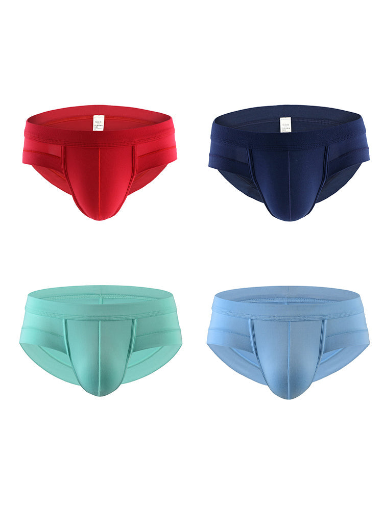 4 Pack Men's Solid Breathable Anti-Pinch Briefs