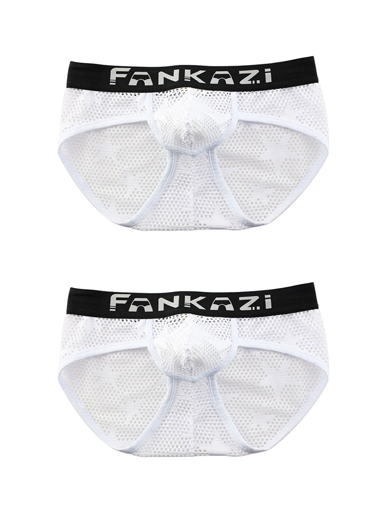 3-pack Men's Sexy Star Mesh Breathable Hollow U-shaped Convex Pouch Briefs