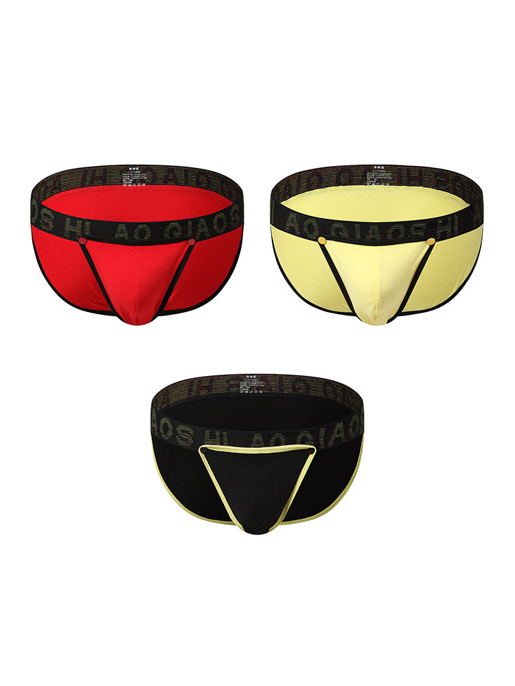 3 Pack Men's Large Pouch Button Waistband Briefs