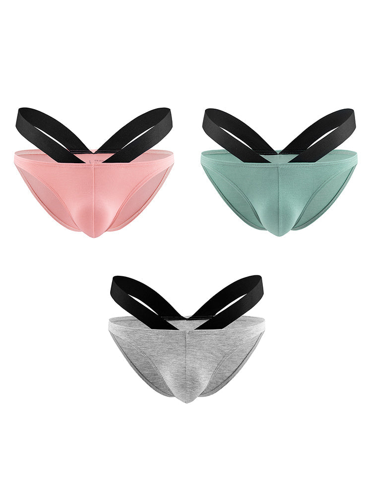 3-pack Men's Double-layer Pouch V-neck Double-waist Bikini