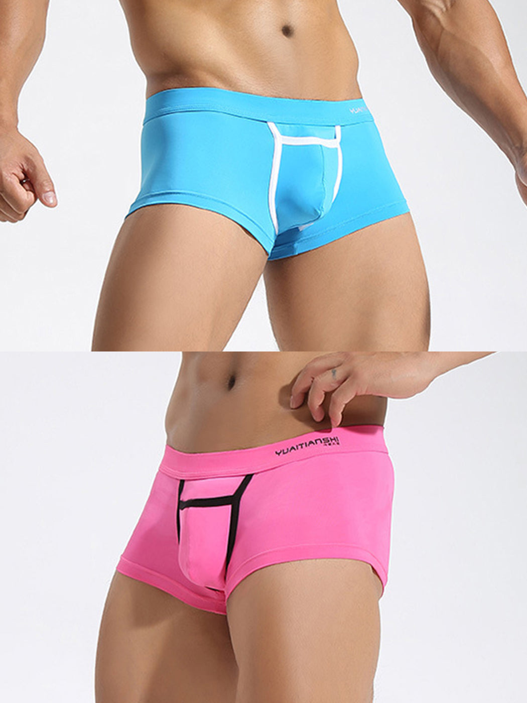 2 Pack Men's Breathable Trunks with Open Fly