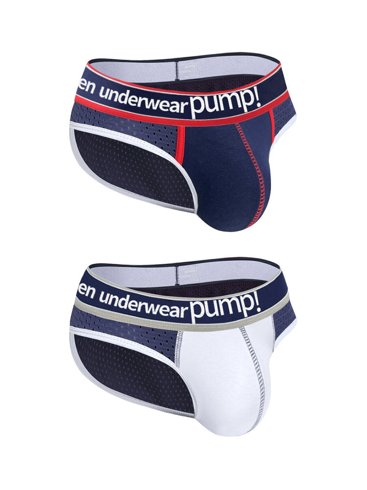 2 Pack Men's Breathable Mesh Comfortable U-convex Large Pouch Sports Briefs