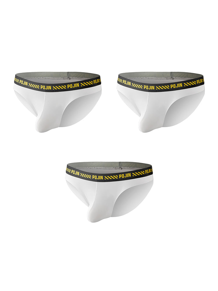 3 Packs of Men's Breathable Sports Ice Silk Seamless Briefs