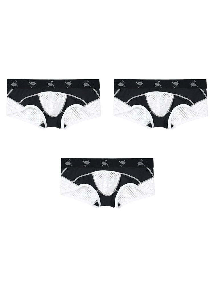 3 Pack Men's Nylon Mesh Breathable U-Pouch Trunks