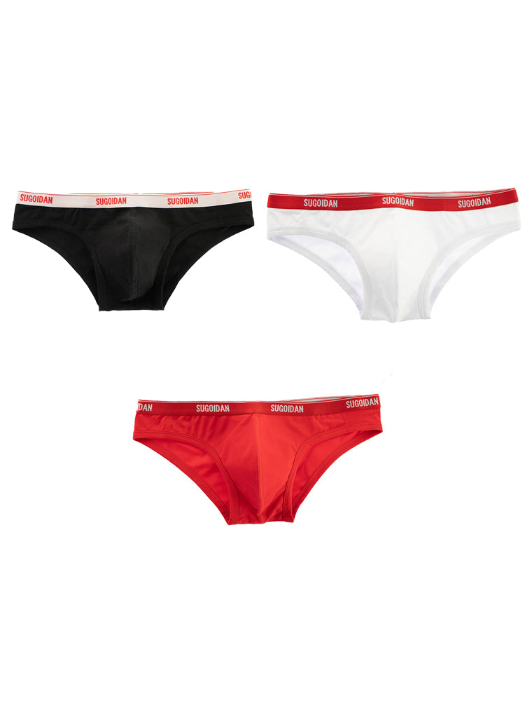 3 Pack Men's Cotton Ultra-Narrow Waistband Sexy Breathable Briefs