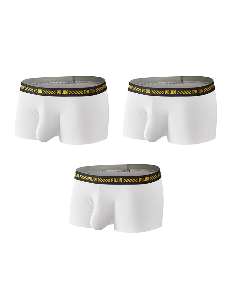 3 Pack Men's Seamless Ice Silk U-Pouch Low Waist Sexy Breathable Trunks