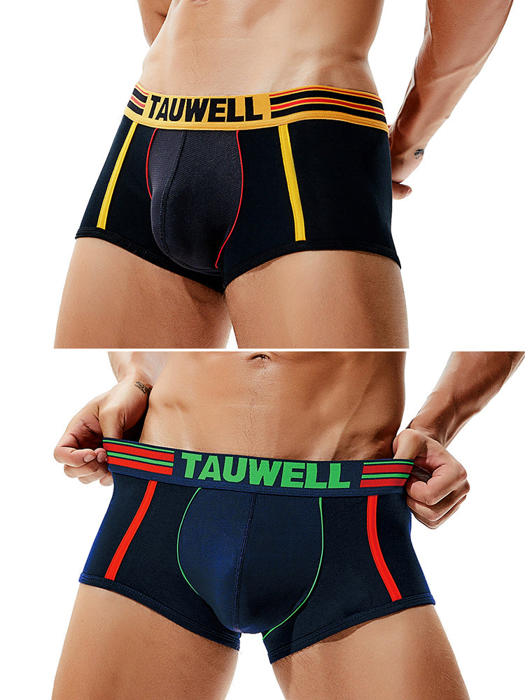 2 Pack Men's Low-Rise Cotton Breathable Trunks Suitable for Sports