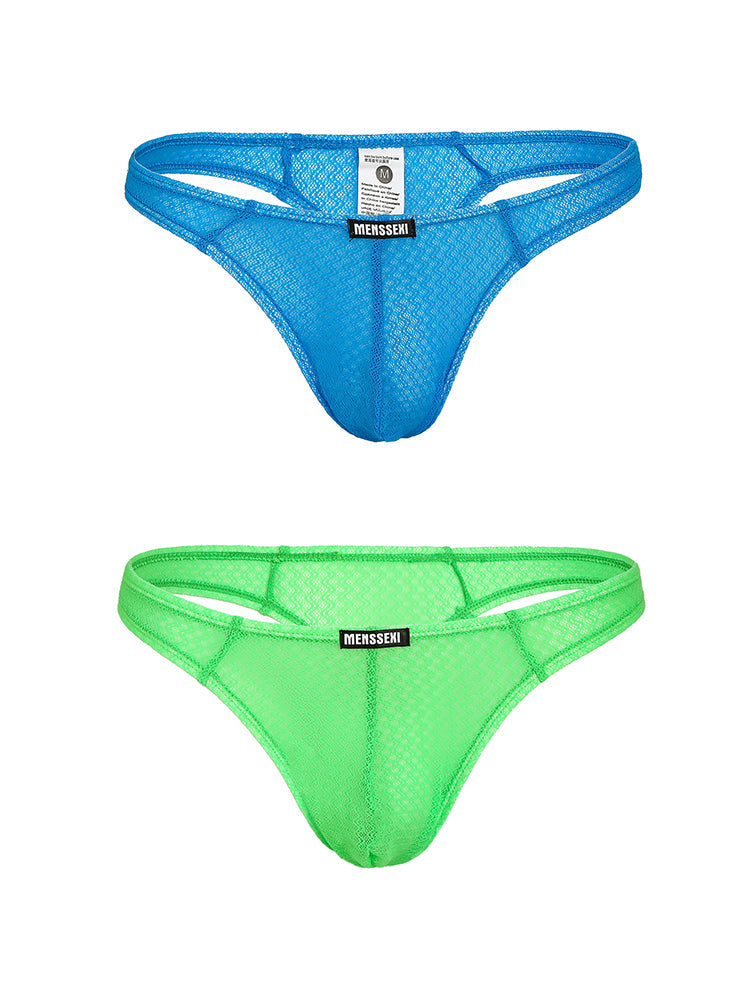 2 Pack Men's Low-Rise Lace High Elasticity Bikinis