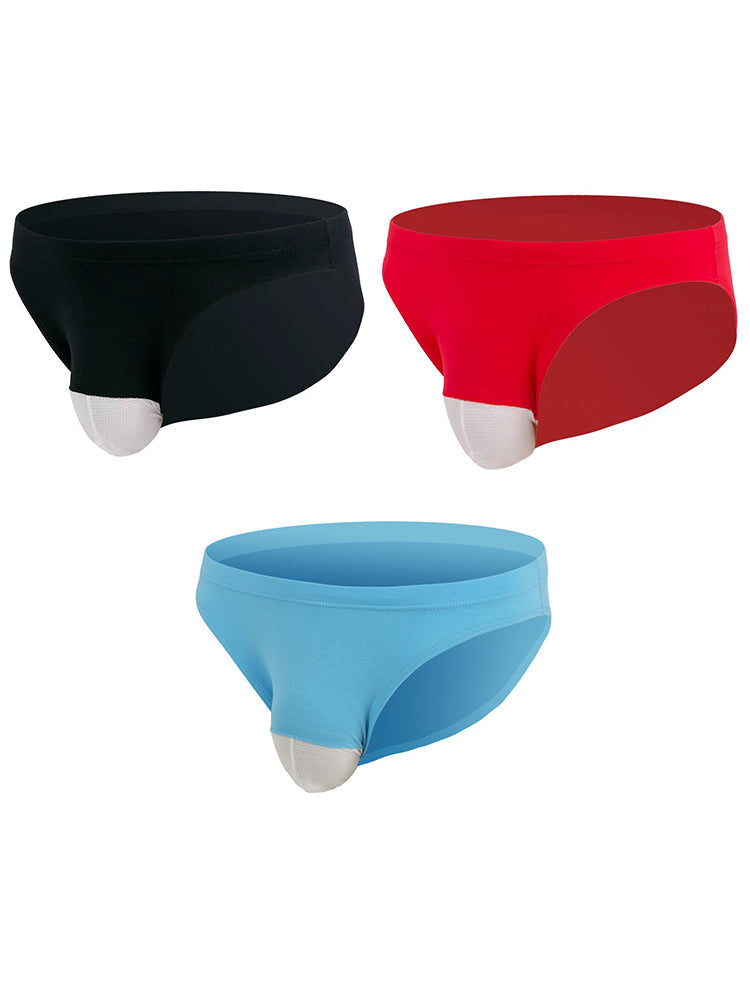 3-pack Men's Sexy Low-rise Mesh Cotton Briefs