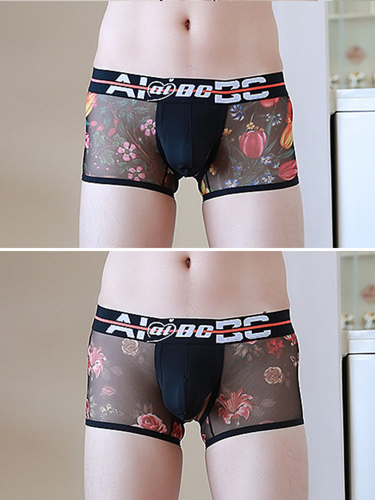 2 Pack Breathable Print Trendy Open-Back Trunks