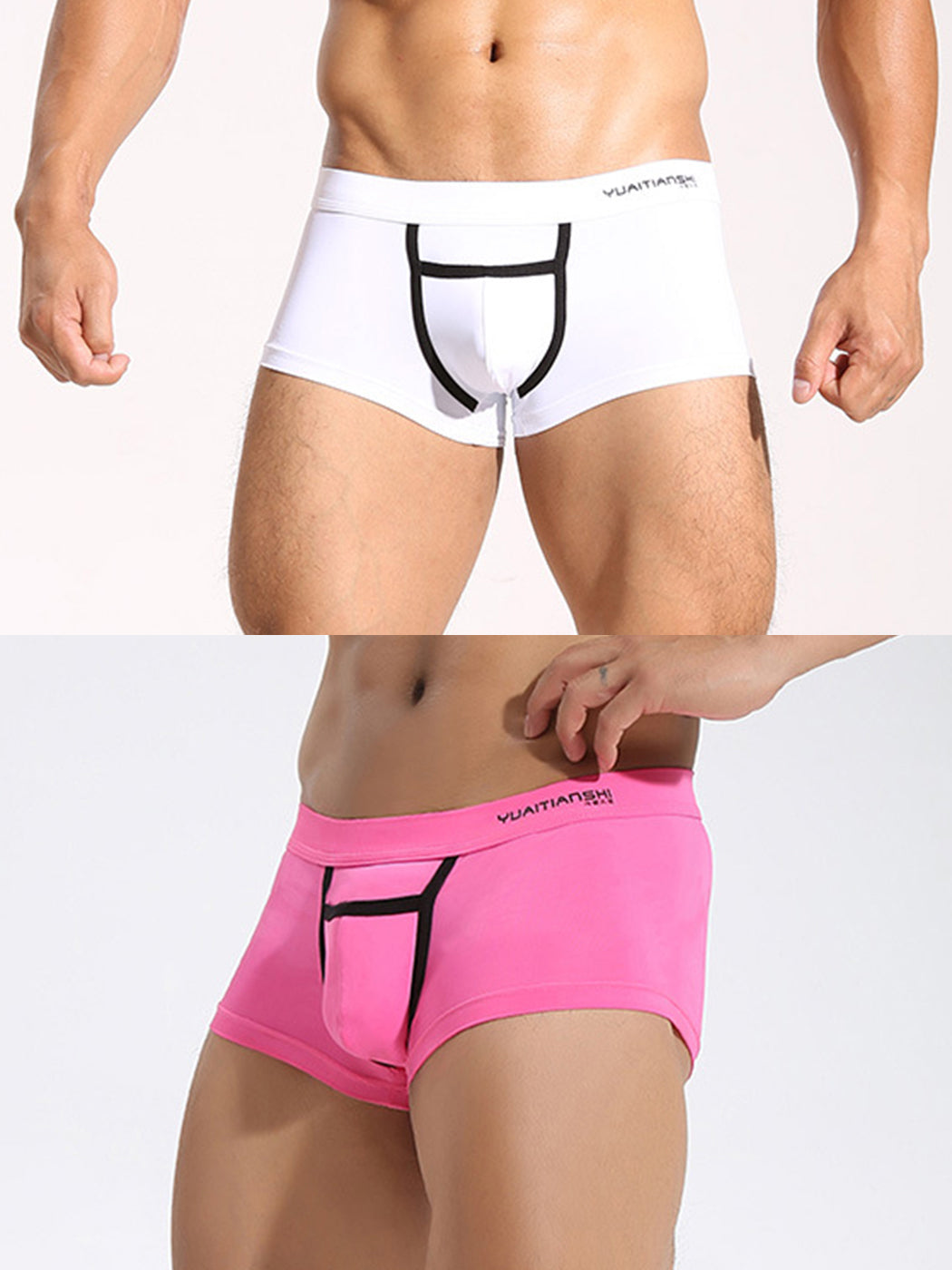 2 Pack Men's Breathable Trunks with Open Fly