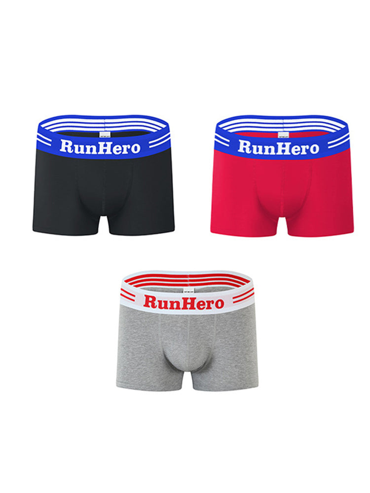3 Pack Men's Solid Color Sports Breathable Cotton Large Pouch Boxer Briefs