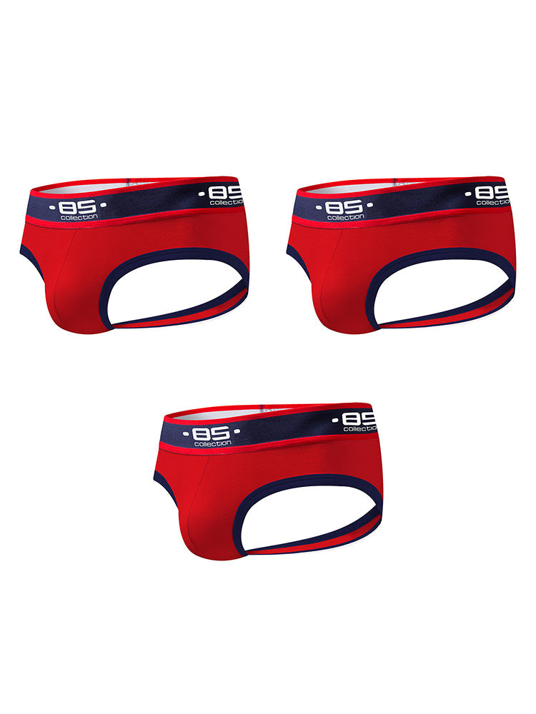 3 Pack Men's Low-Rise Open-Back Sexy Jockstraps