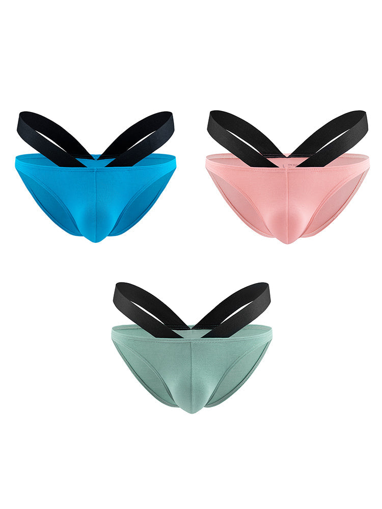 3-pack Men's Double-layer Pouch V-neck Double-waist Bikini