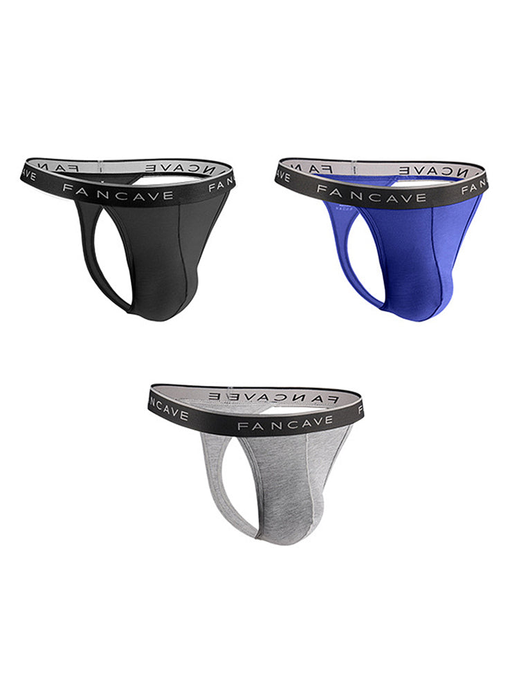 3 Pack Men's Modal U-Pouch Mid-Rise Thongs