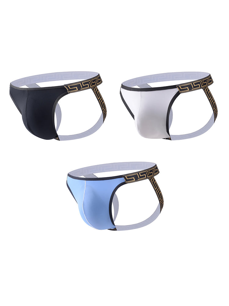 3 Pack Men's Large Pouch Low-Rise Sexy Jockstrap
