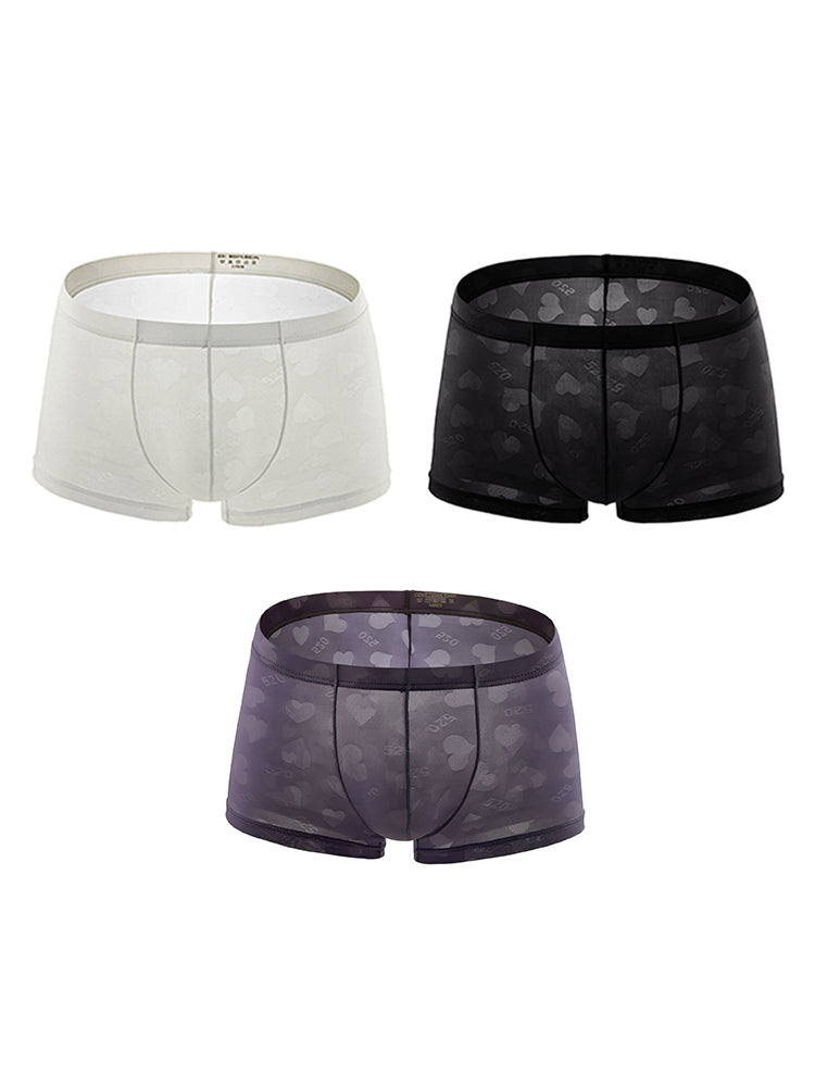 3- Pack Men's Sexy Heart Mesh Trunks