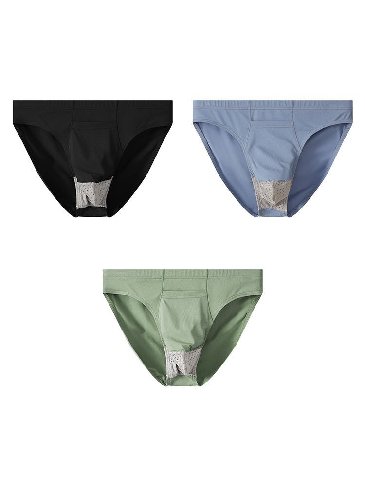 3 Pack Men's Sexy Mesh Breathable Gun Egg Separation Cotton Briefs