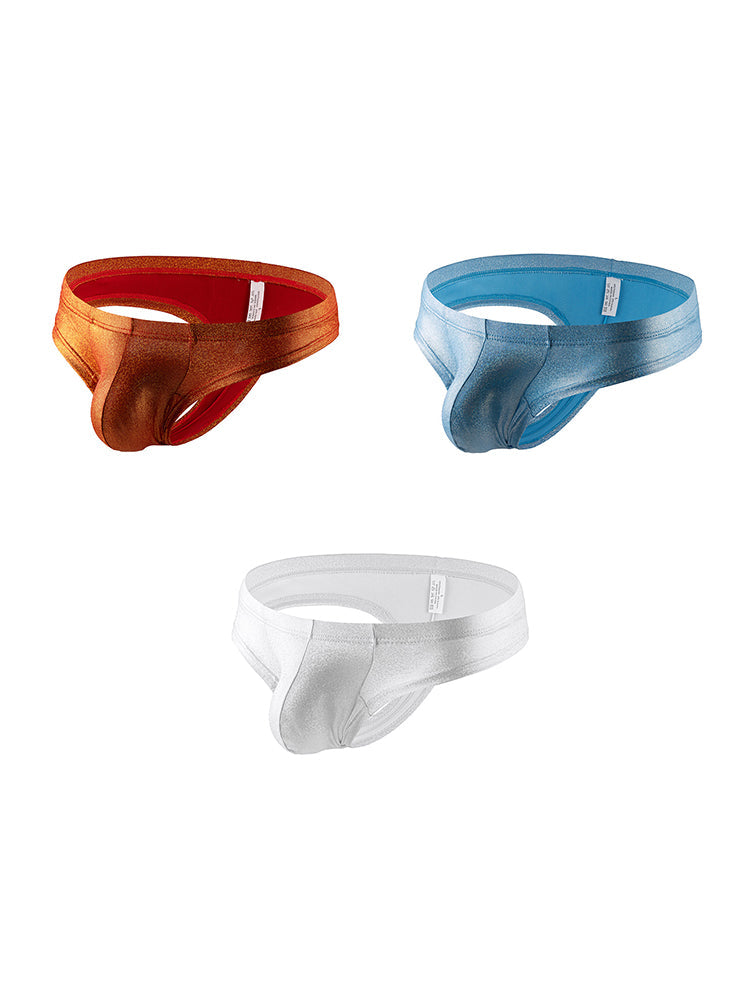 3 Pack Men's Solid Color Sparkle Briefs