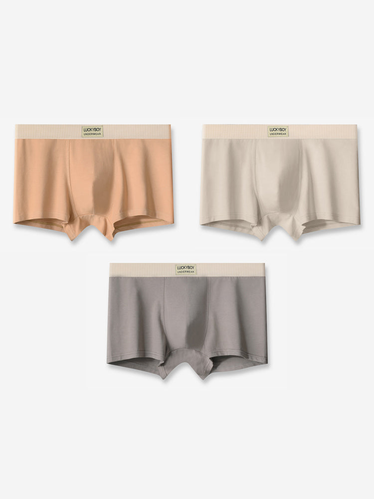 3 Pack Men's Cotton Mid-Rise Breathable Sports Tights Men's Boxer Briefs