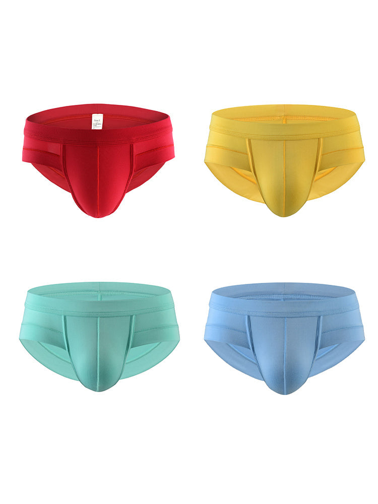 4 Pack Men's Solid Breathable Anti-Pinch Briefs