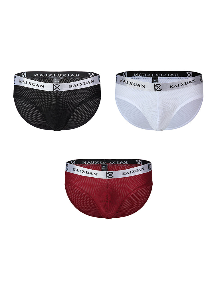 3 Pack Men's Soft Skin-Friendly Ice Silk Thin Low-Rise Briefs