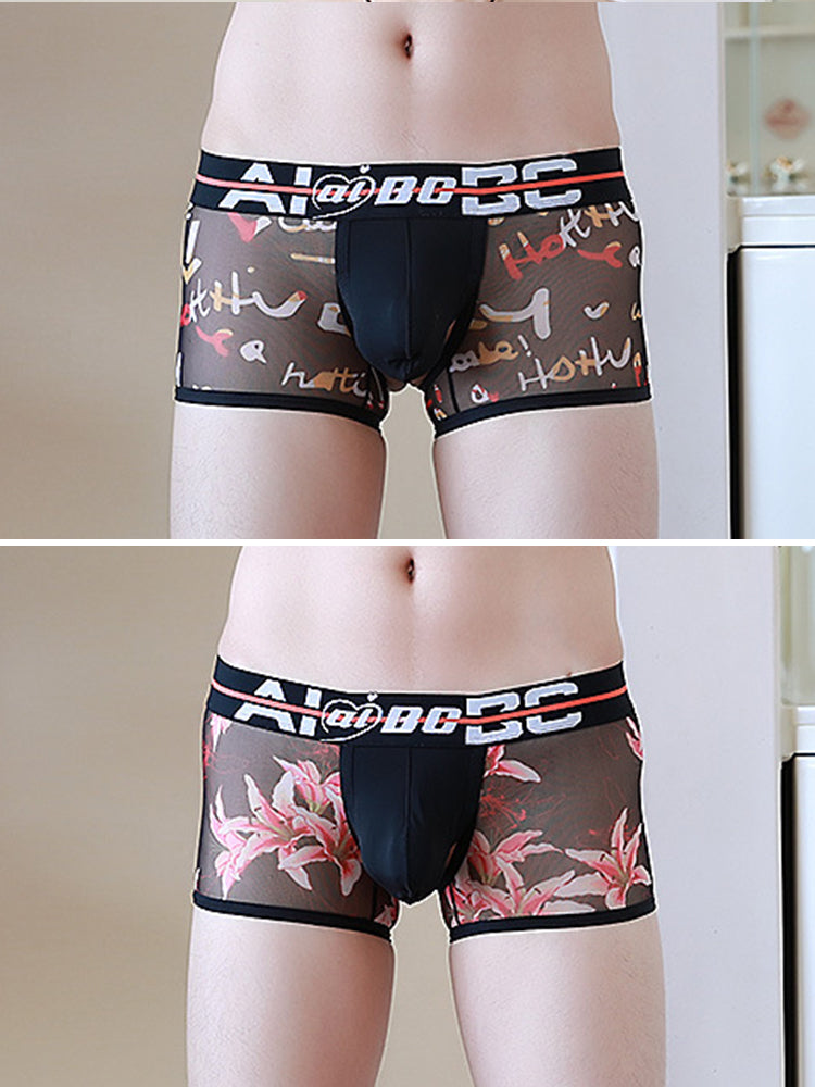 2 Pack Breathable Print Trendy Open-Back Trunks