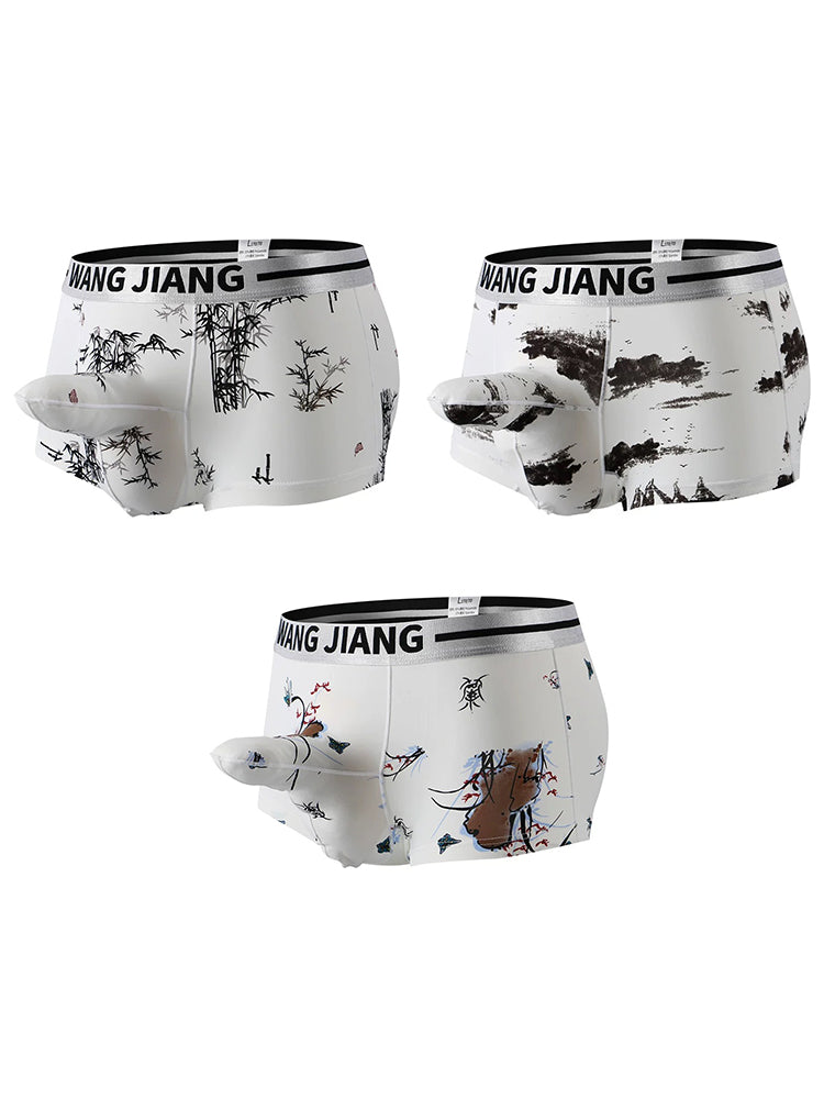 3 Pack Men's Ice Silk Dual Pouch Trunks