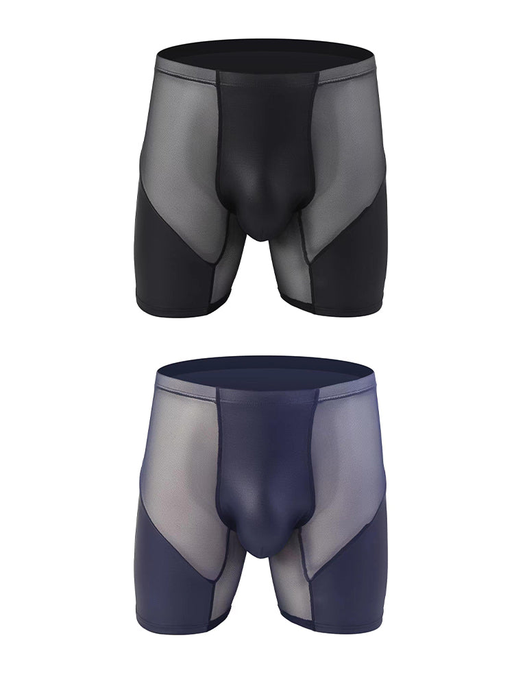 2 Pack Men's Casual Sports Transparent Mesh Midway Briefs