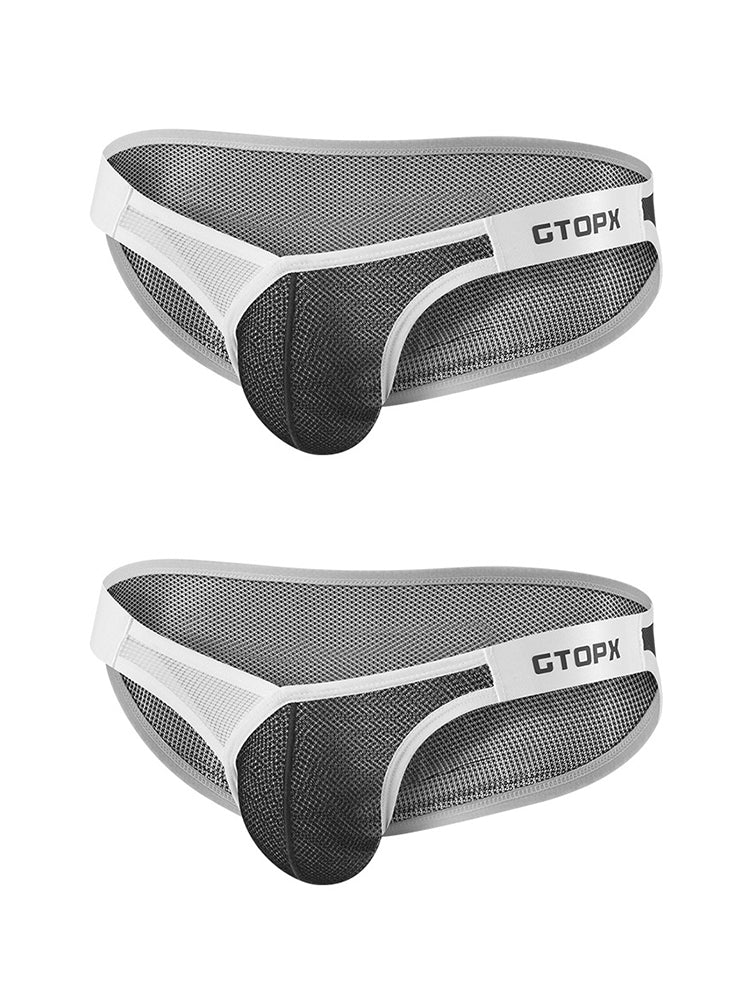 2 Pack Men's U-Pouch Sheer Mesh Briefs
